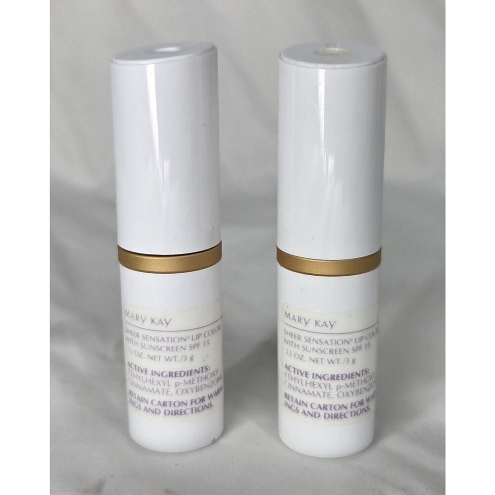 Mary Kay Sheer Sensation Lip Color Upbeat Beige 3588 SPF 15 Sunscreen Lot Of 2